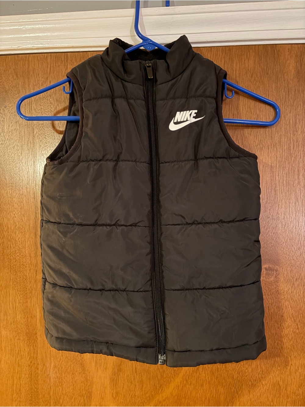 Nike Black Quilted Puffer Vest with White Swoosh